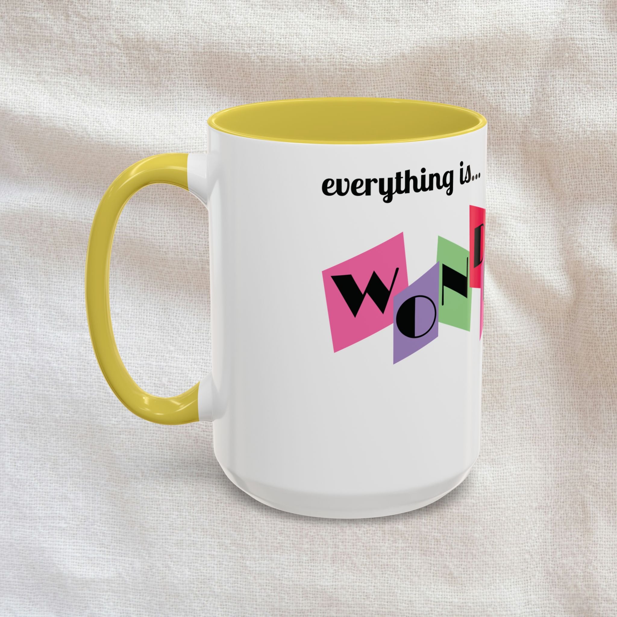 Everything is Wonderful - Retro Color-Block Ceramic Mug (11oz & 15oz)