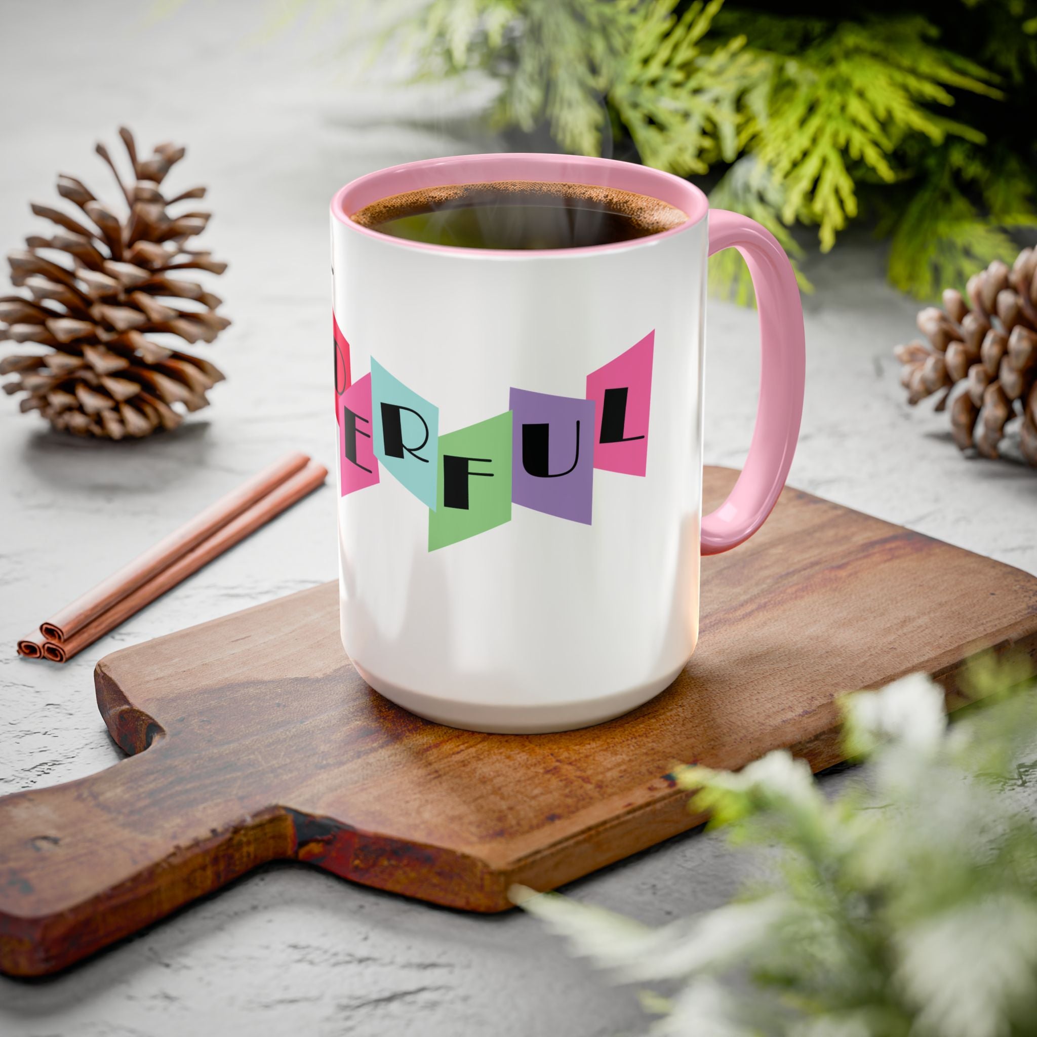 Everything is Wonderful - Retro Color-Block Ceramic Mug (11oz & 15oz)