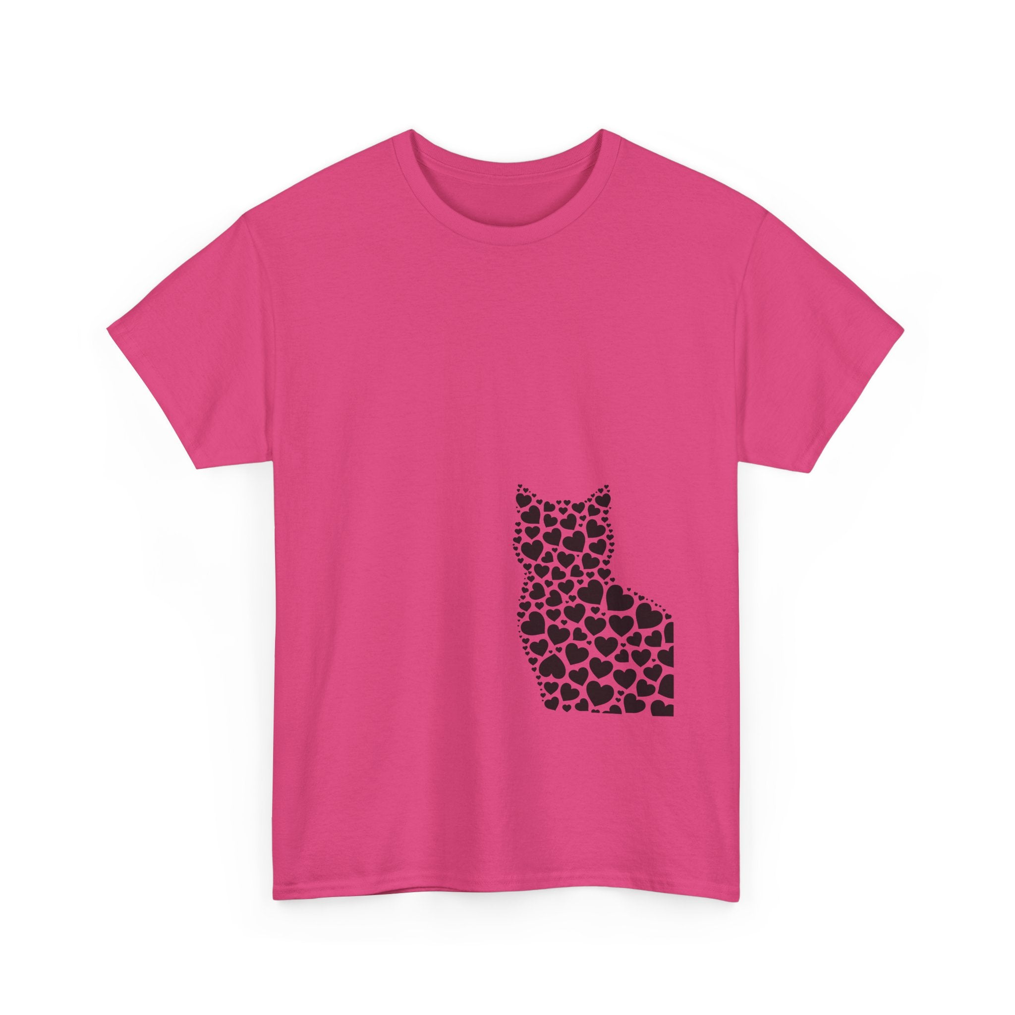Corner Cat Heart Silhouette Tee — Minimalist Cat Lover Valentine T-Shirt