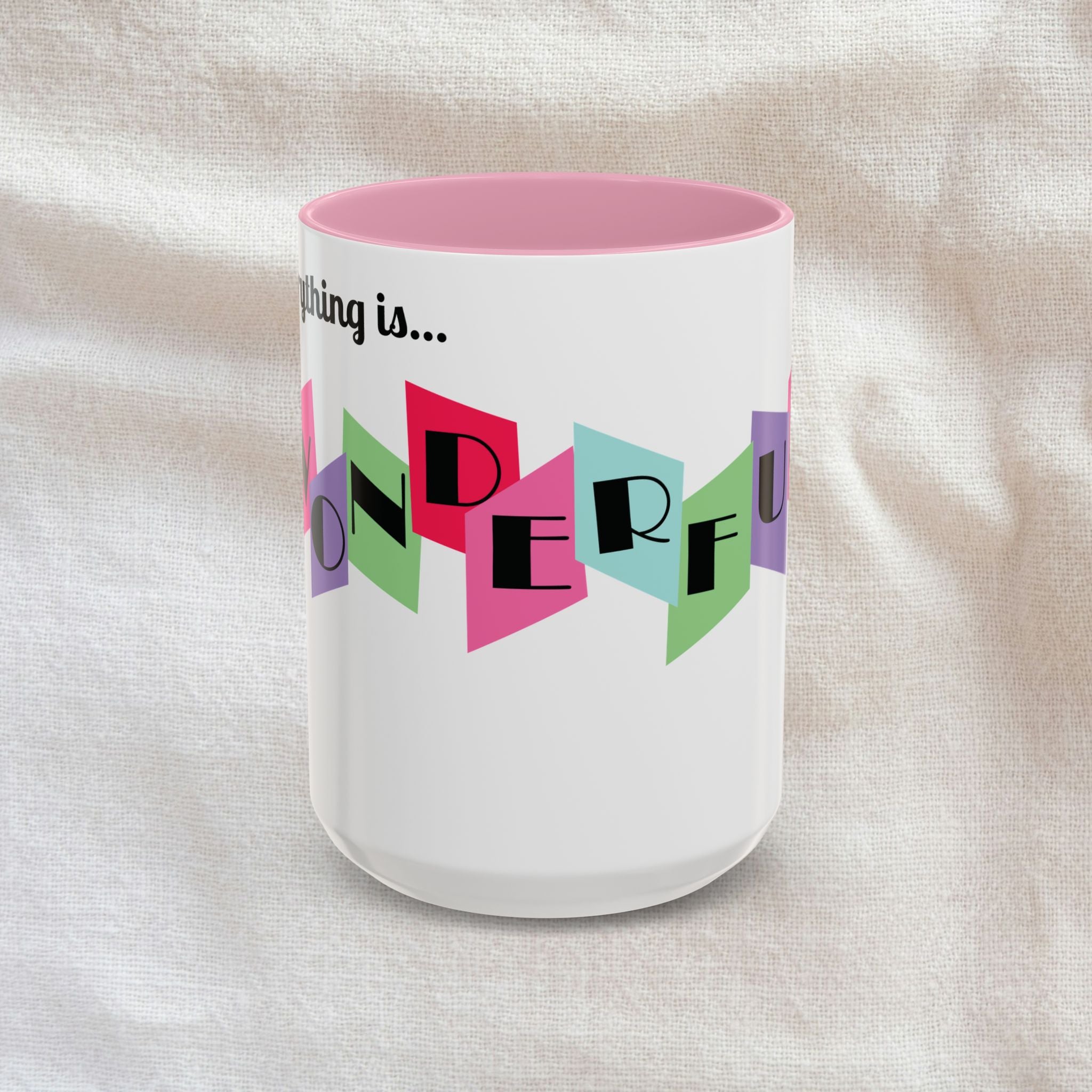 Everything is Wonderful - Retro Color-Block Ceramic Mug (11oz & 15oz)